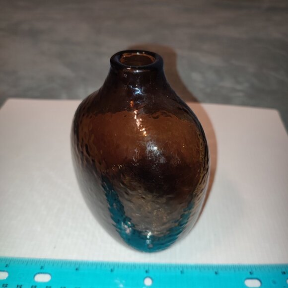 Hand Blown Glass Art Vase Brown MCM Style Boho Bohemian Chic Vintage Organic - Picture 10 of 10